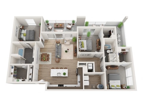 Floor plan for 3 beds, 2 baths, 1690 sqft